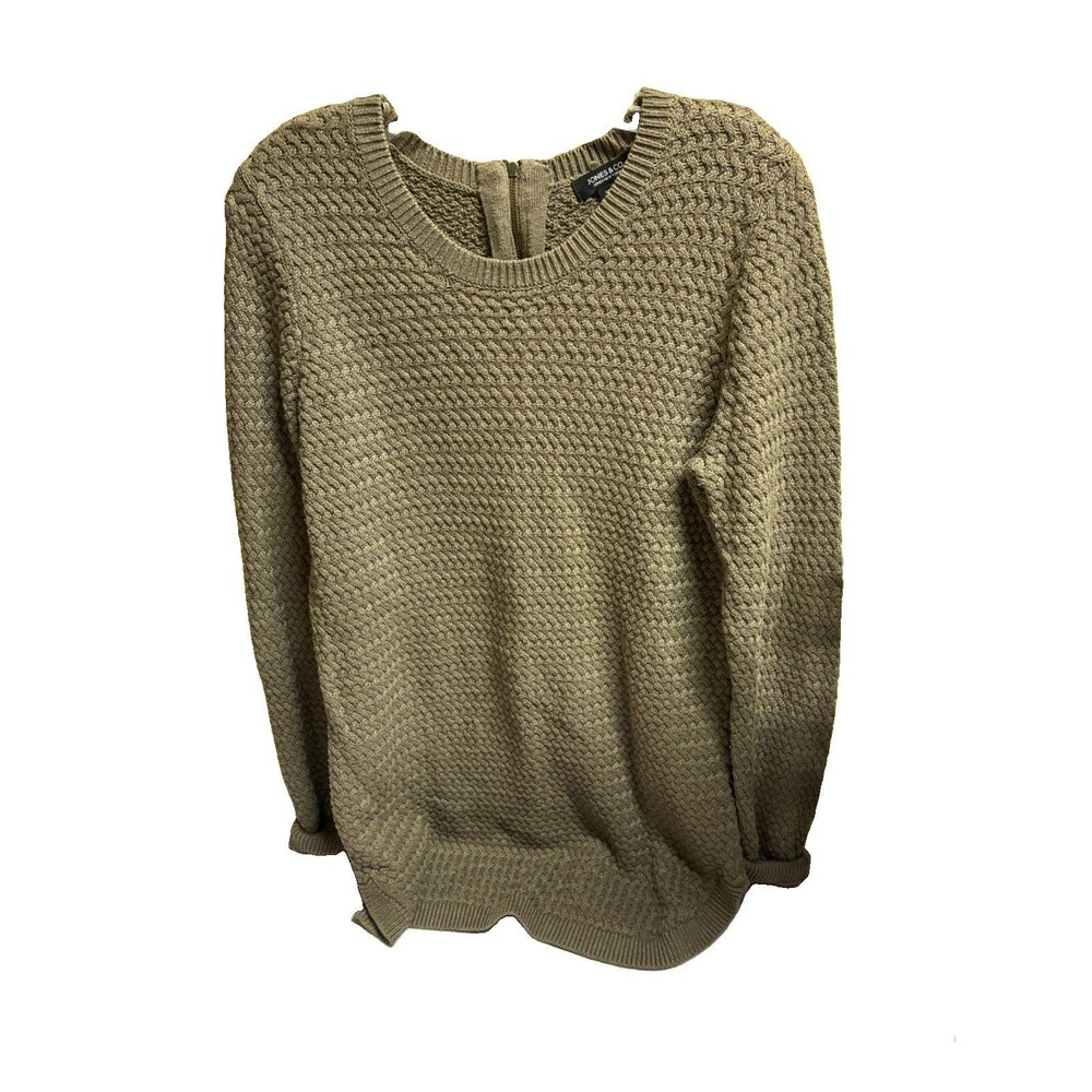 Jones & Co. Jones New York Women's Size Large Knitted Sweater Taupe Zipper Back